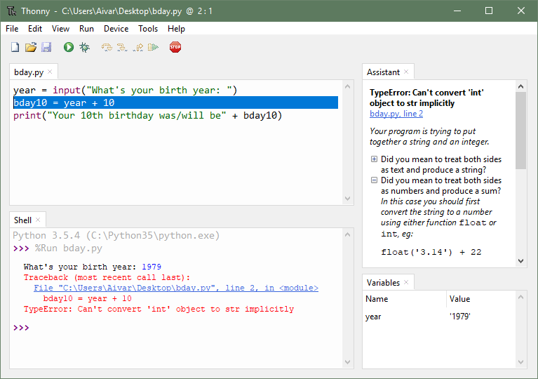 conditionals in thonny