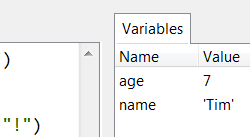 Table of variables